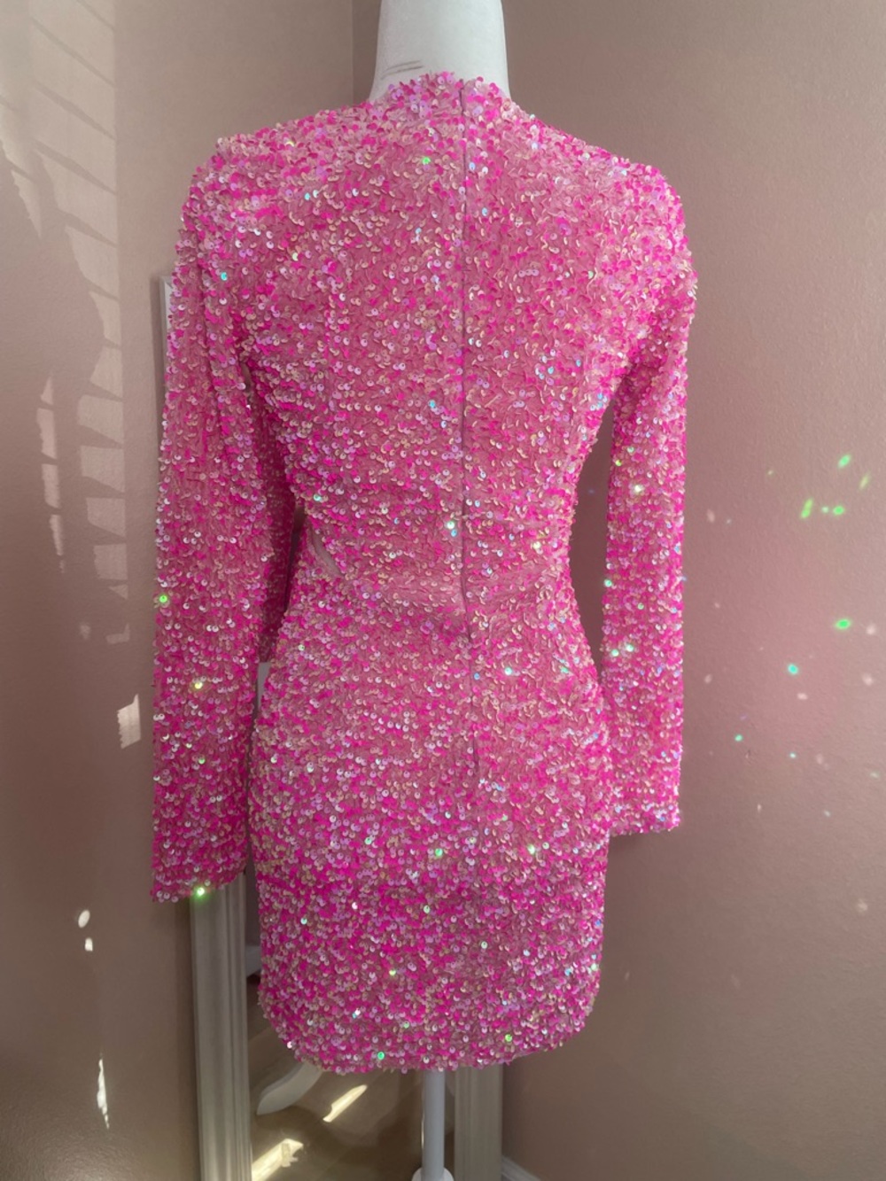Petal & Pup Pink Sequin Mini Dress Small Prom Vegas Bachelorette Party - Picture 3 of 10